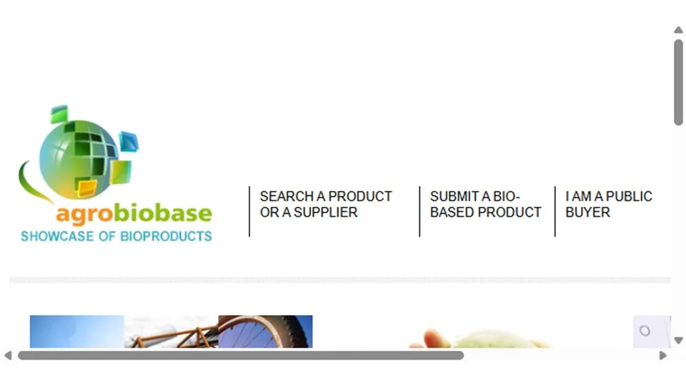 Interface actuelle de la plateforme Agrobiobase