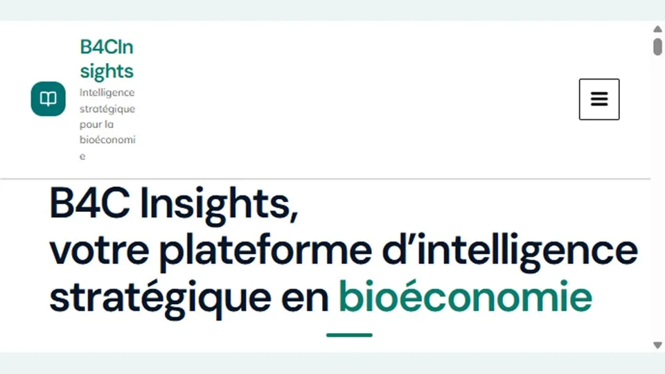 Interface actuelle de la plateforme B4CInsights
