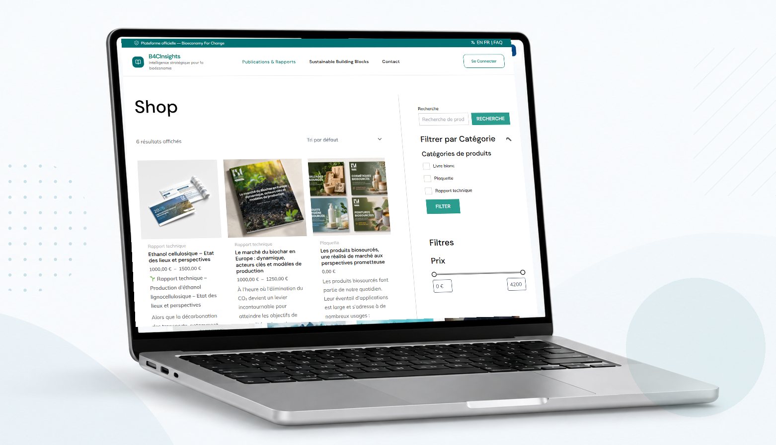 Interface actuelle de la plateforme B4CInsights