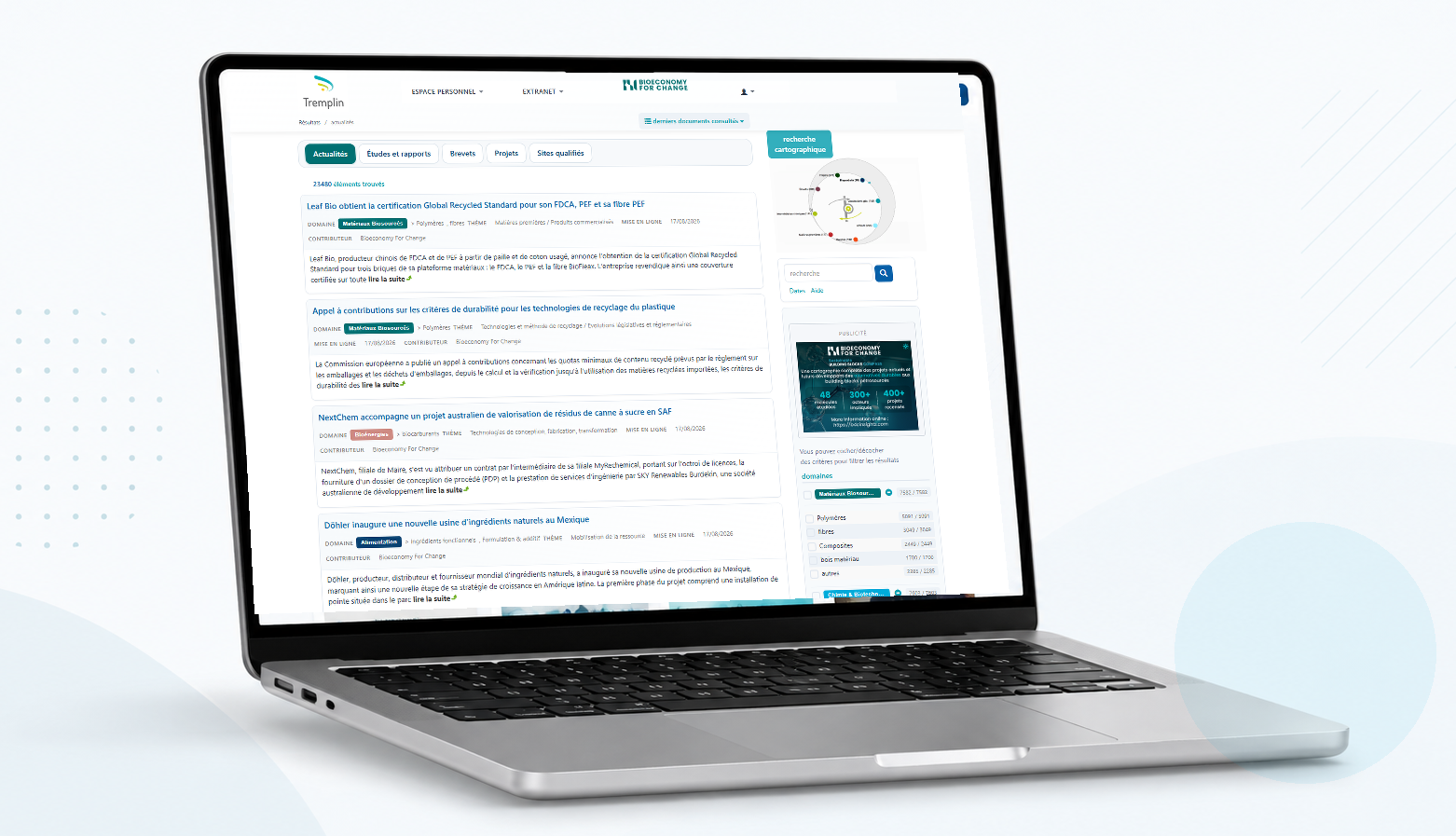 Interface actuelle de connexion à la plateforme Tremplin
